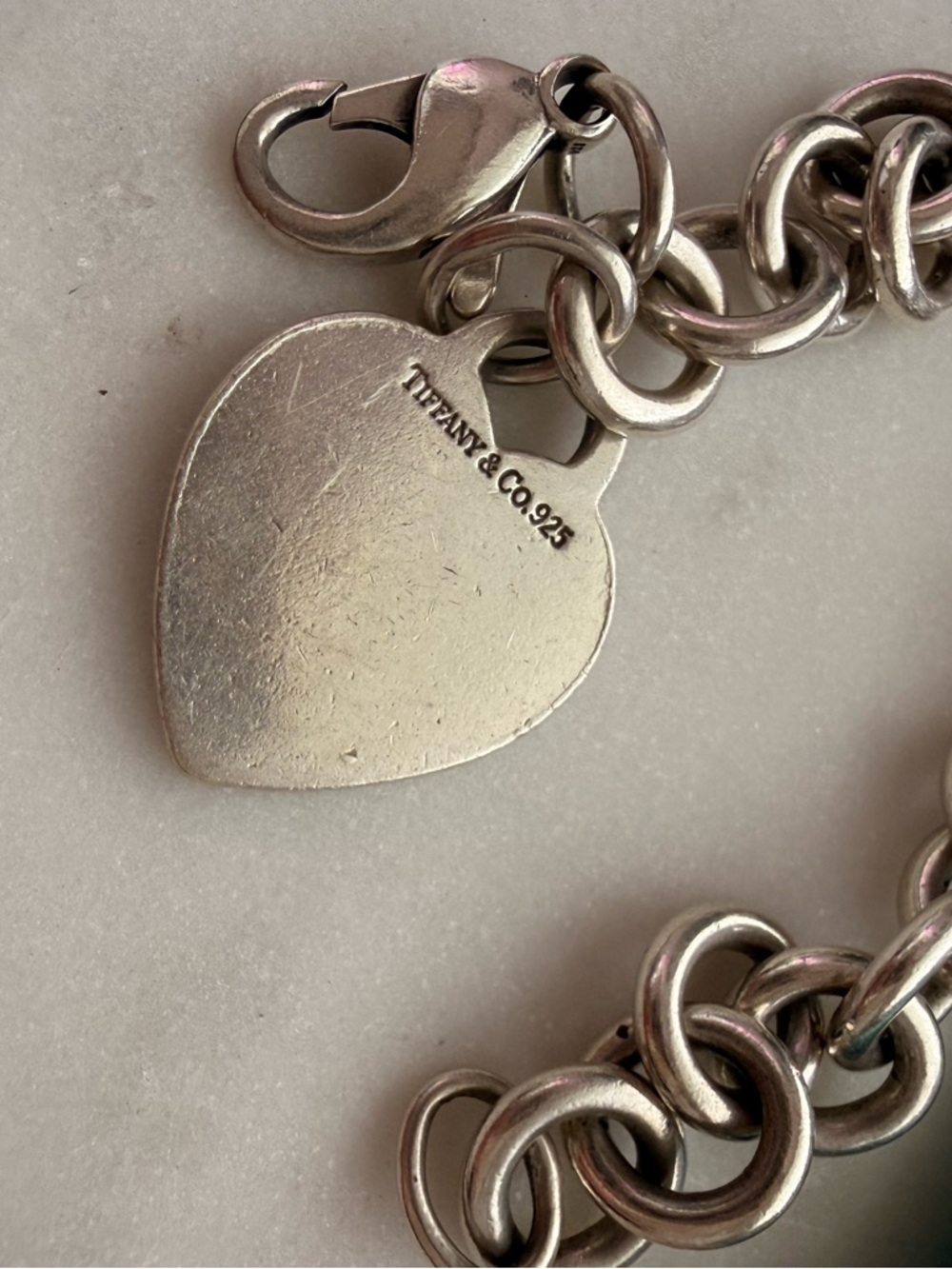 Vintage Tiffany & Co. Sterling Silver Heart Charm Toggle Bracelet with Pouch - Picture 3 of 6